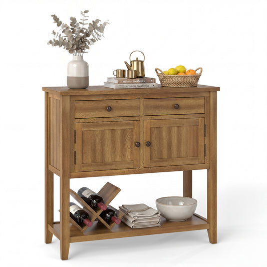 Mid-Century Console Table, Wood Coffee Bar, 2 Drawers, Walnut Coffee Tables Walnut at Gallery Canada