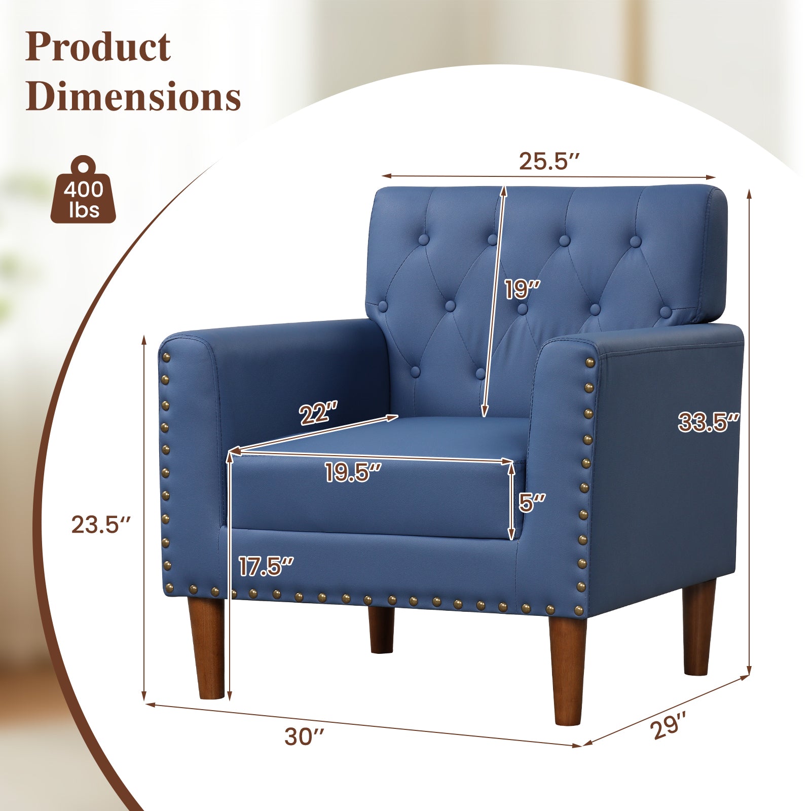 Mid Century Modern Accent Chair, Button Tufted, Blue Accent Chairs at Gallery Canada