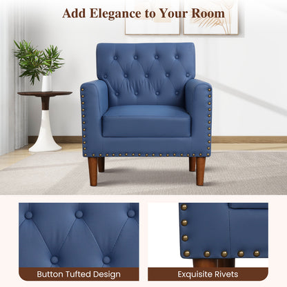 Mid Century Modern Accent Chair, Button Tufted, Blue Accent Chairs at Gallery Canada