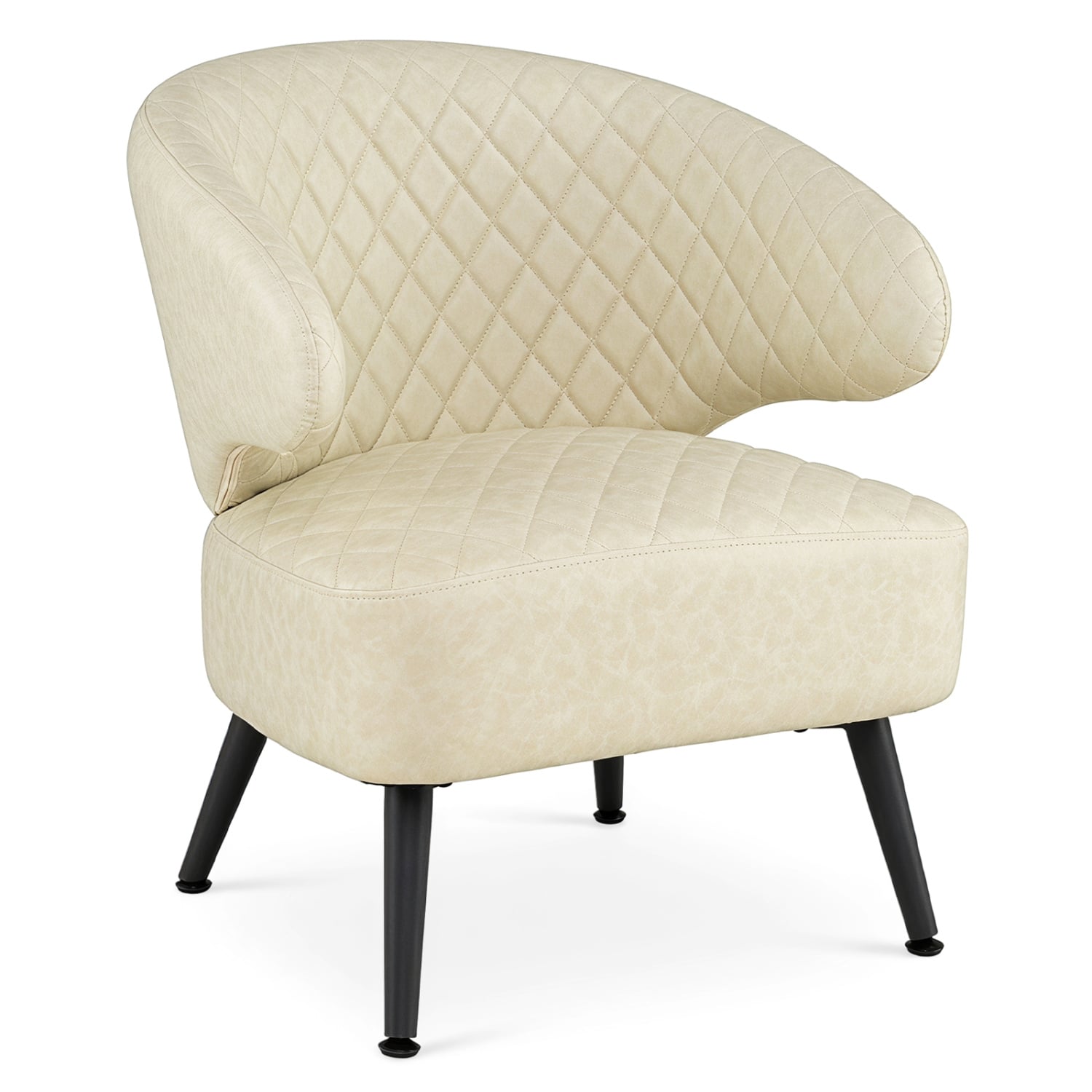 Mid Century Modern PU Leather Accent Chair, White Accent Chairs White at Gallery Canada