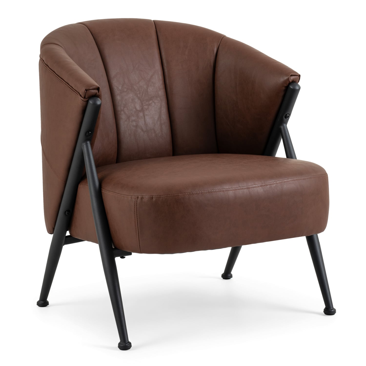 Mid Century Modern Accent Chair, Curved Backrest, Wide Seat, Brown Accent Chairs Brown at Gallery Canada
