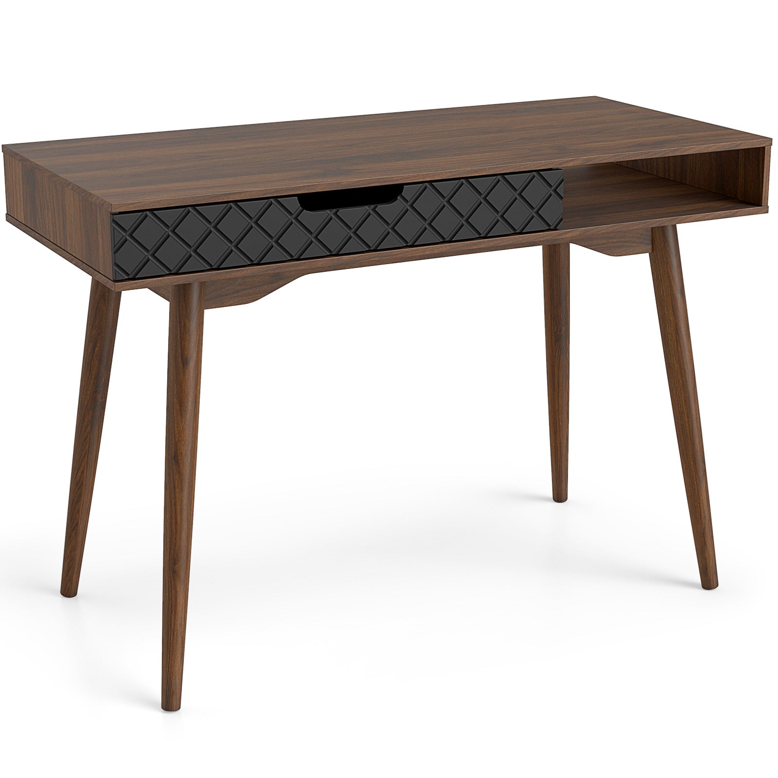 Mid-Century Modern Computer Desk With Drawer, Brown Computer Desks at Gallery Canada