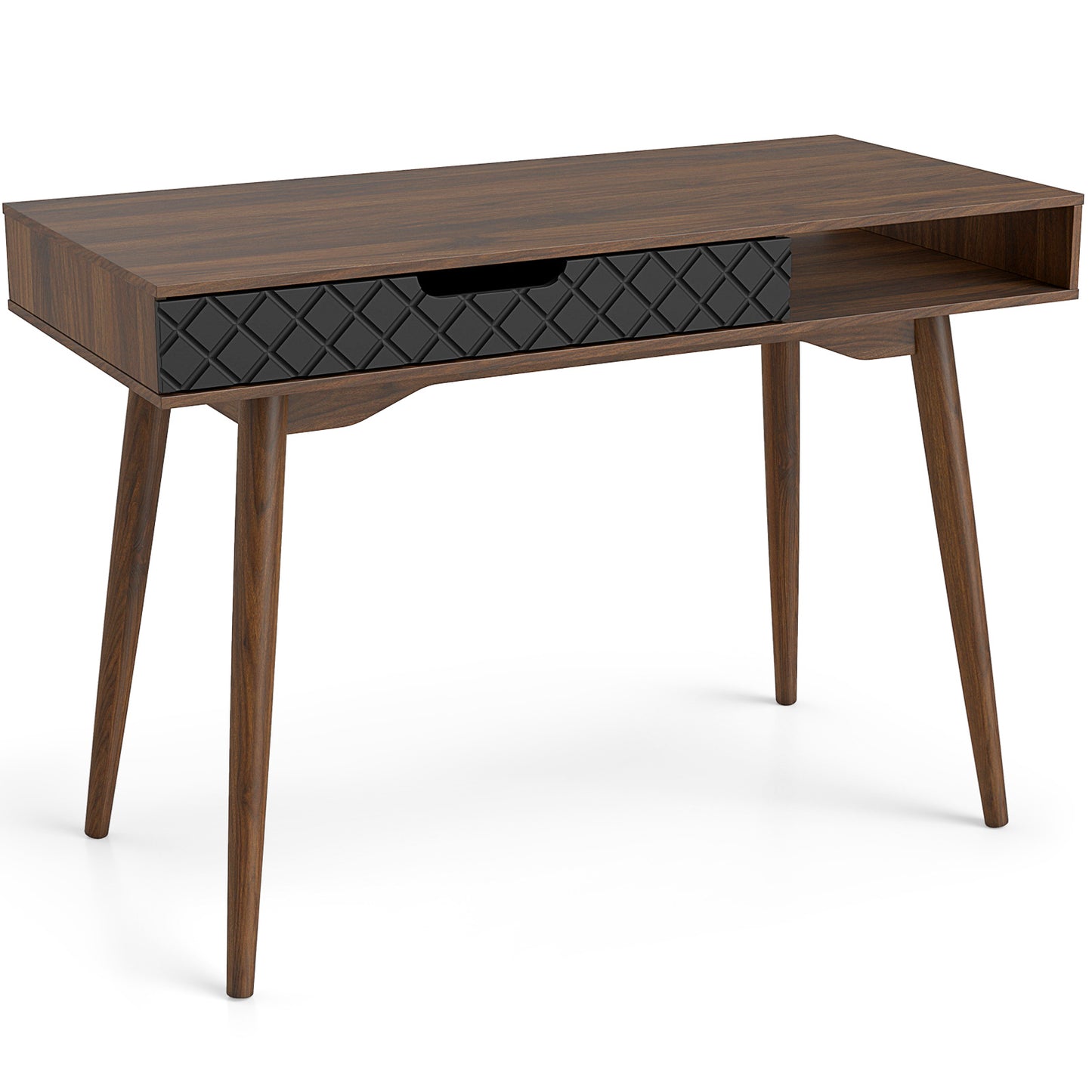 Mid-Century Modern Computer Desk With Drawer, Brown Computer Desks at Gallery Canada