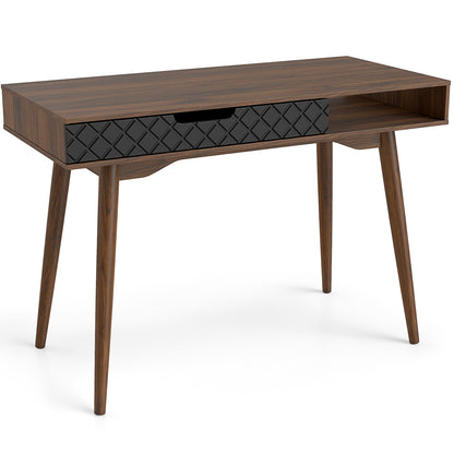 Mid-Century Modern Computer Desk With Drawer, Brown Computer Desks at Gallery Canada