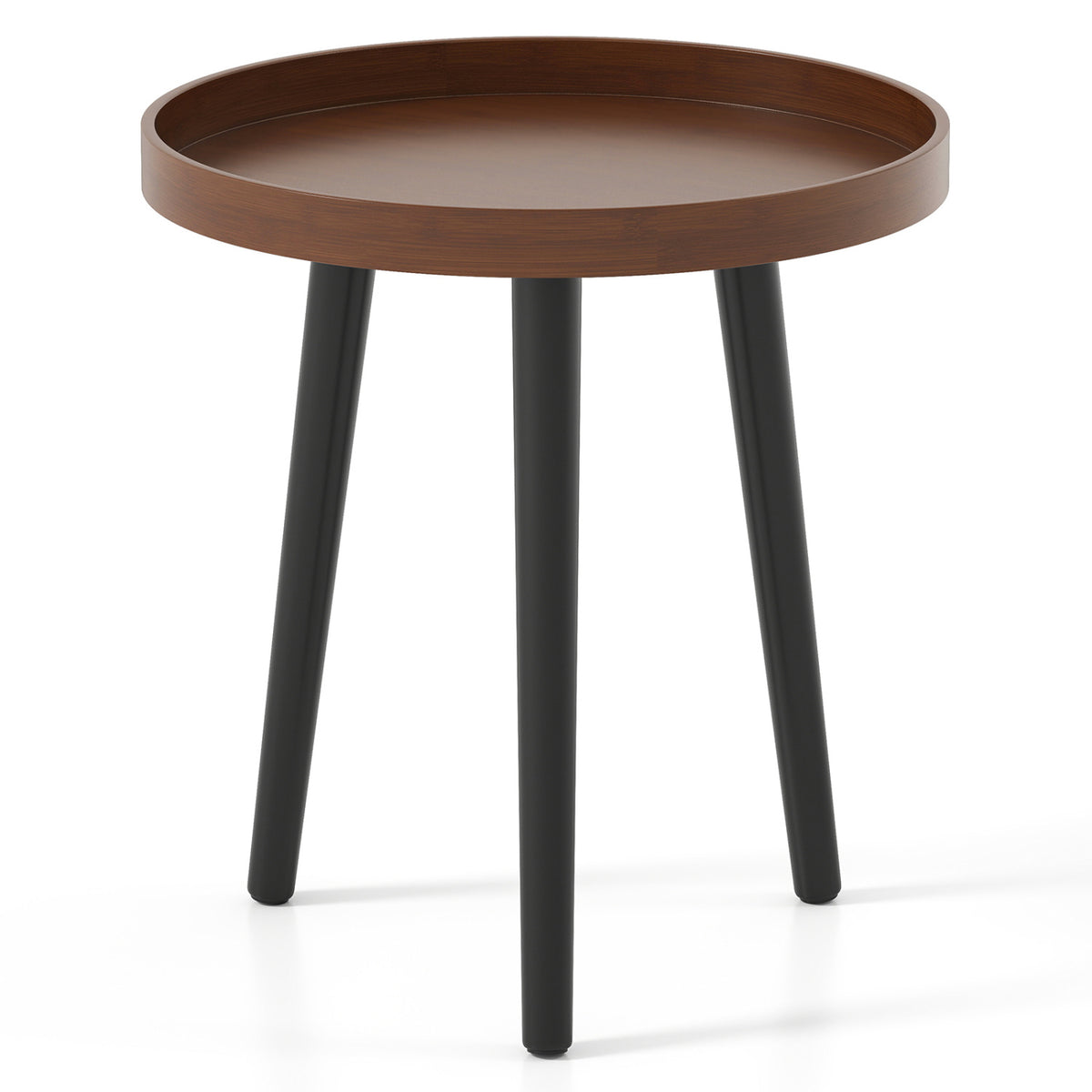 Mid Century Modern Round Side Table With Wooden Tray, Brown End & Side Tables Brown at Gallery Canada