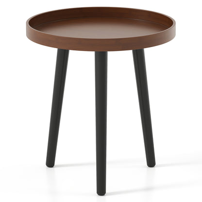 Mid Century Modern Round Side Table With Wooden Tray, Brown End & Side Tables Brown at Gallery Canada
