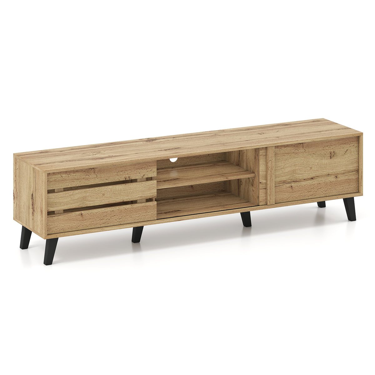 Mid Century Modern TV Stand, 80 Inch, Oak Entertainment Centers & TV Stands Oak at Gallery Canada