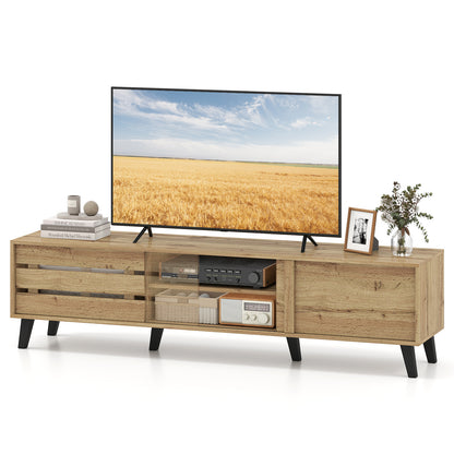 Mid Century Modern TV Stand, 80 Inch, Oak Entertainment Centers & TV Stands at Gallery Canada