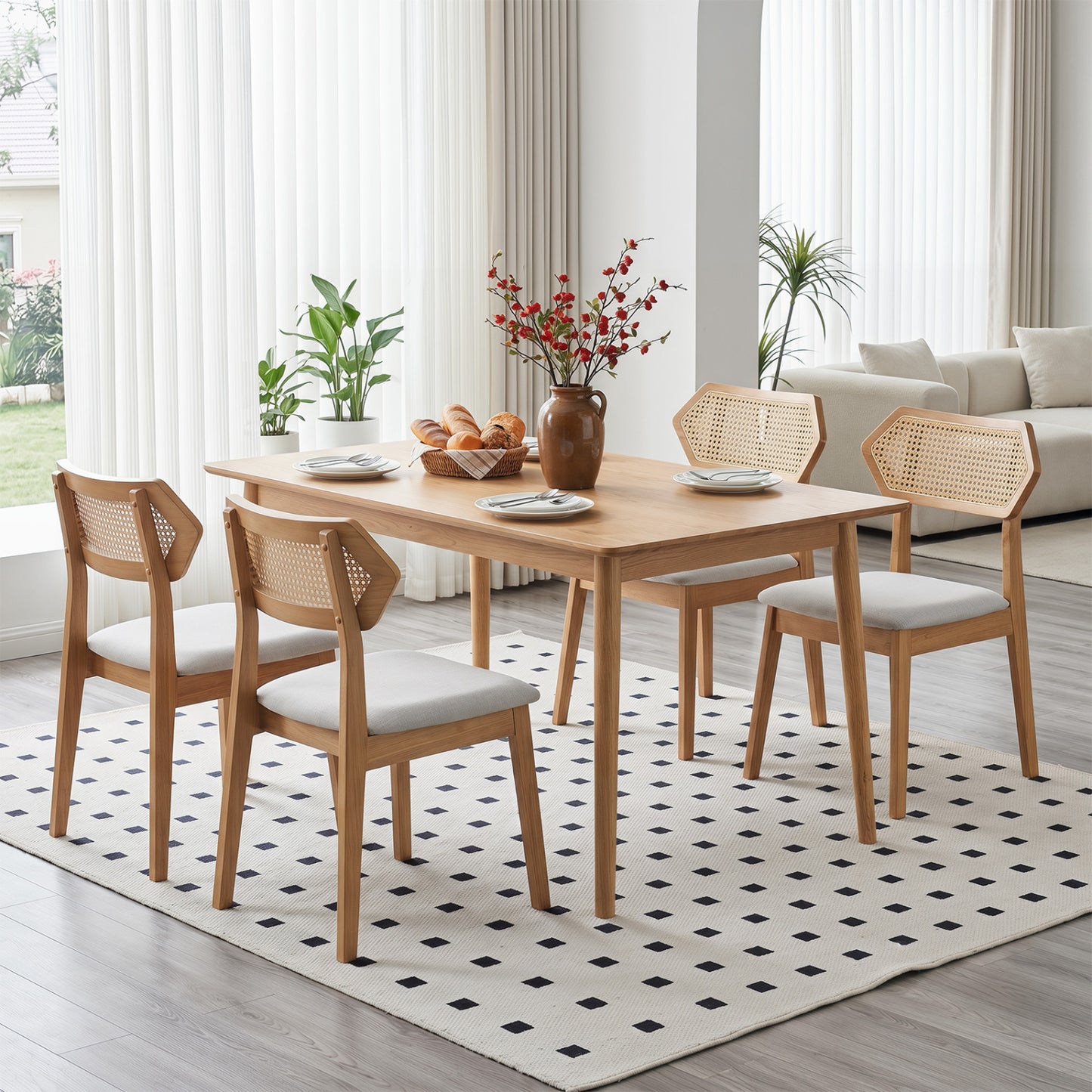 Mid Century Rattan Dining Chairs Set of 4 Dining Chairs at Gallery Canada