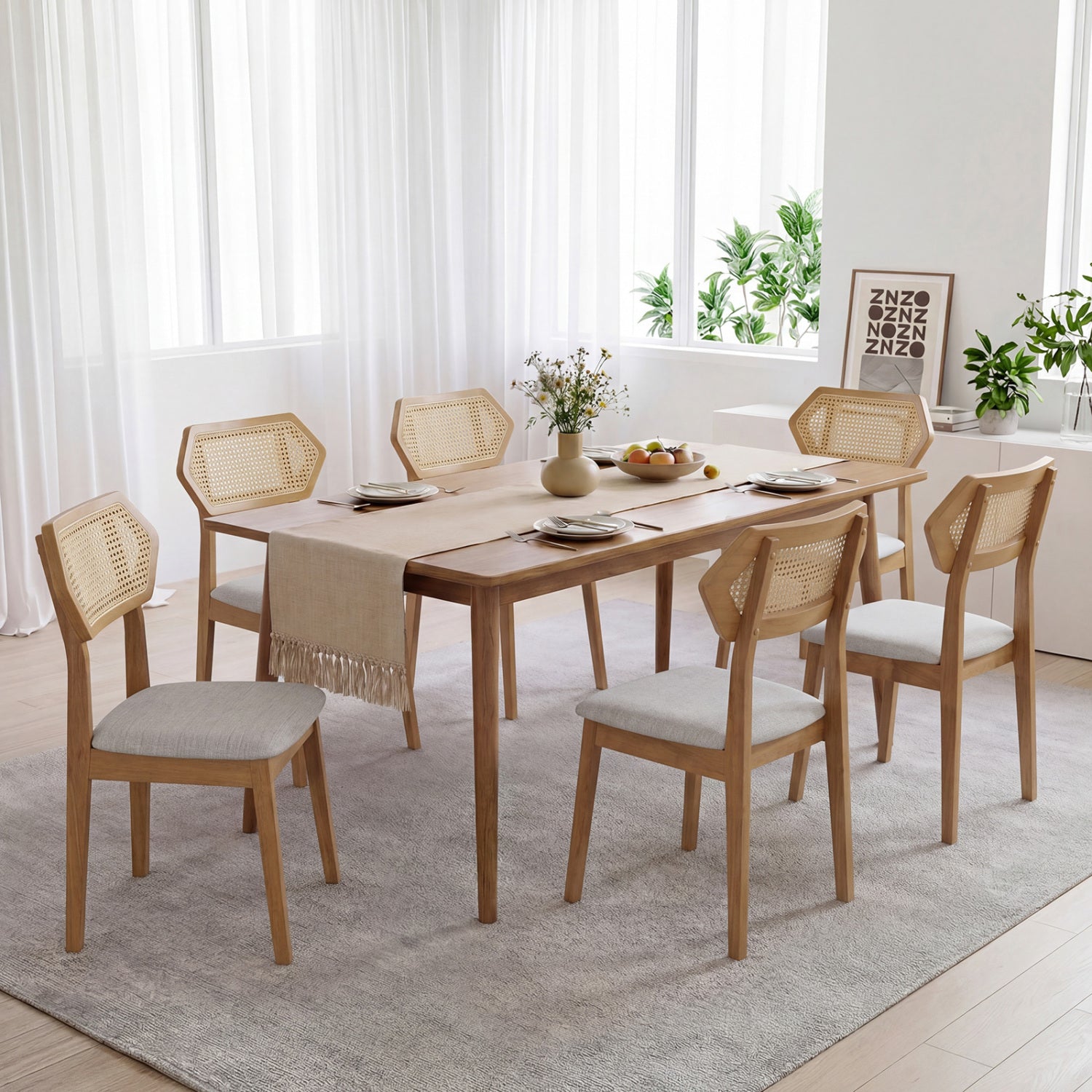 Mid Century Rattan Dining Chairs Set of 4 Dining Chairs at Gallery Canada