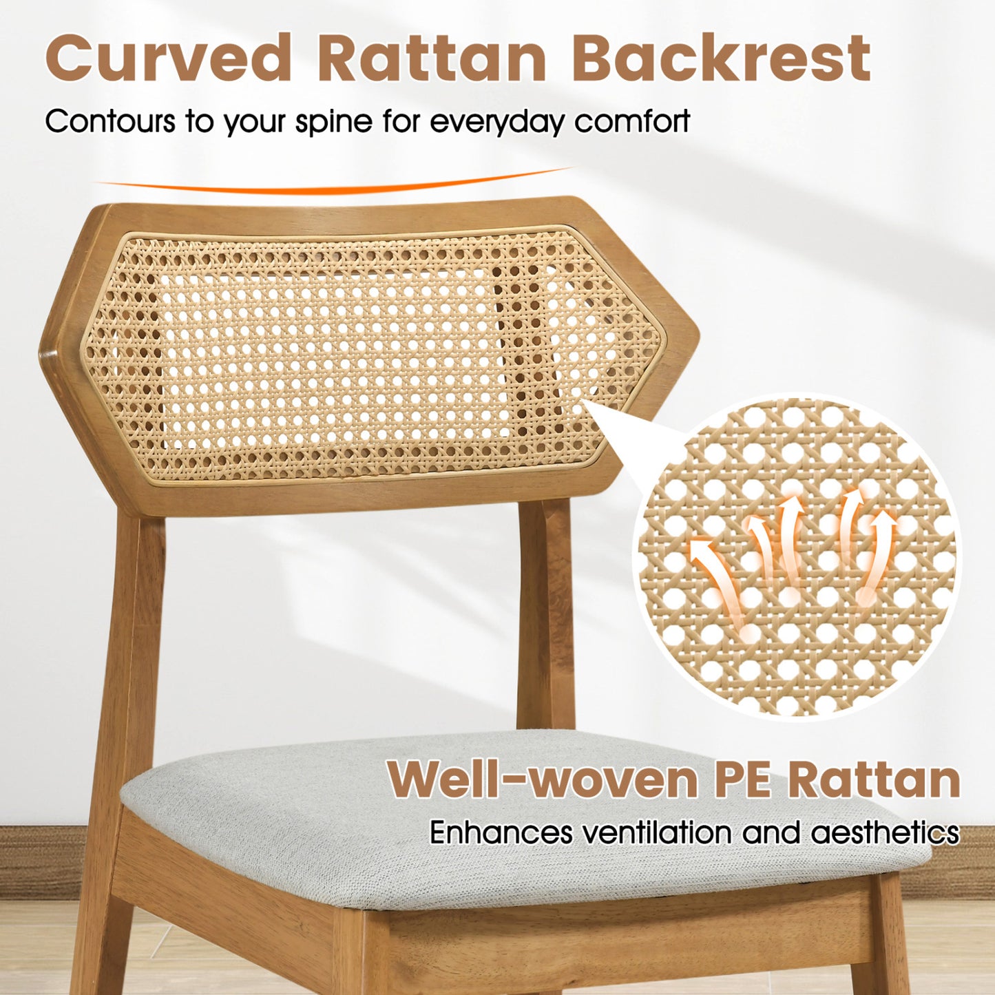 Mid Century Rattan Dining Chairs Set of 4 Dining Chairs at Gallery Canada