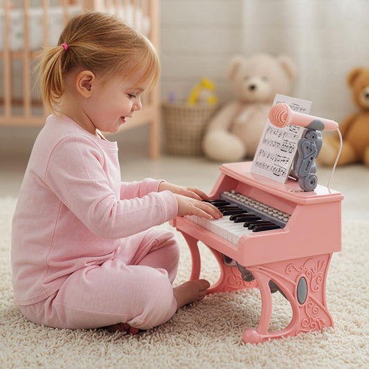 Mini Keyboard Piano 25 Keys, With Music Stand And Microphone, Pink Pianos & Keyboards Pink at Gallery Canada