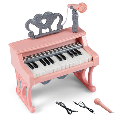 Mini Keyboard Piano 25 Keys, With Music Stand And Microphone, Pink Pianos & Keyboards at Gallery Canada