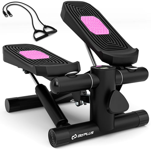 Mini Stepper With Resistance Bands, Adjustable Height, Black