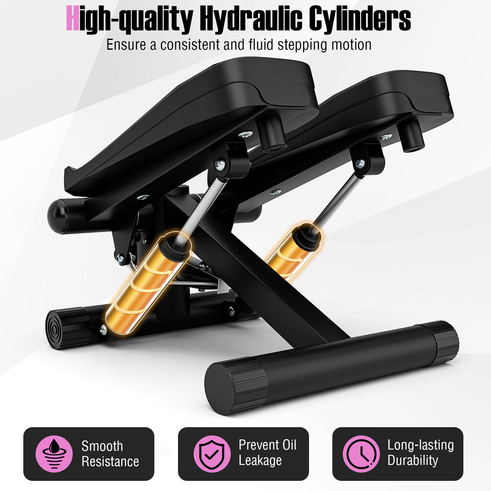 Mini Stepper With Resistance Bands, Adjustable Height, Black Sport Equipments at Gallery Canada