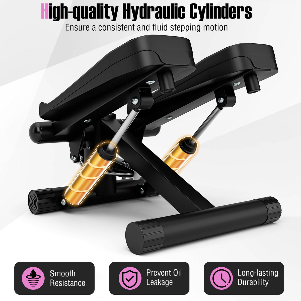 Mini Stepper With Resistance Bands, Adjustable Height, Black Sport Equipments at Gallery Canada
