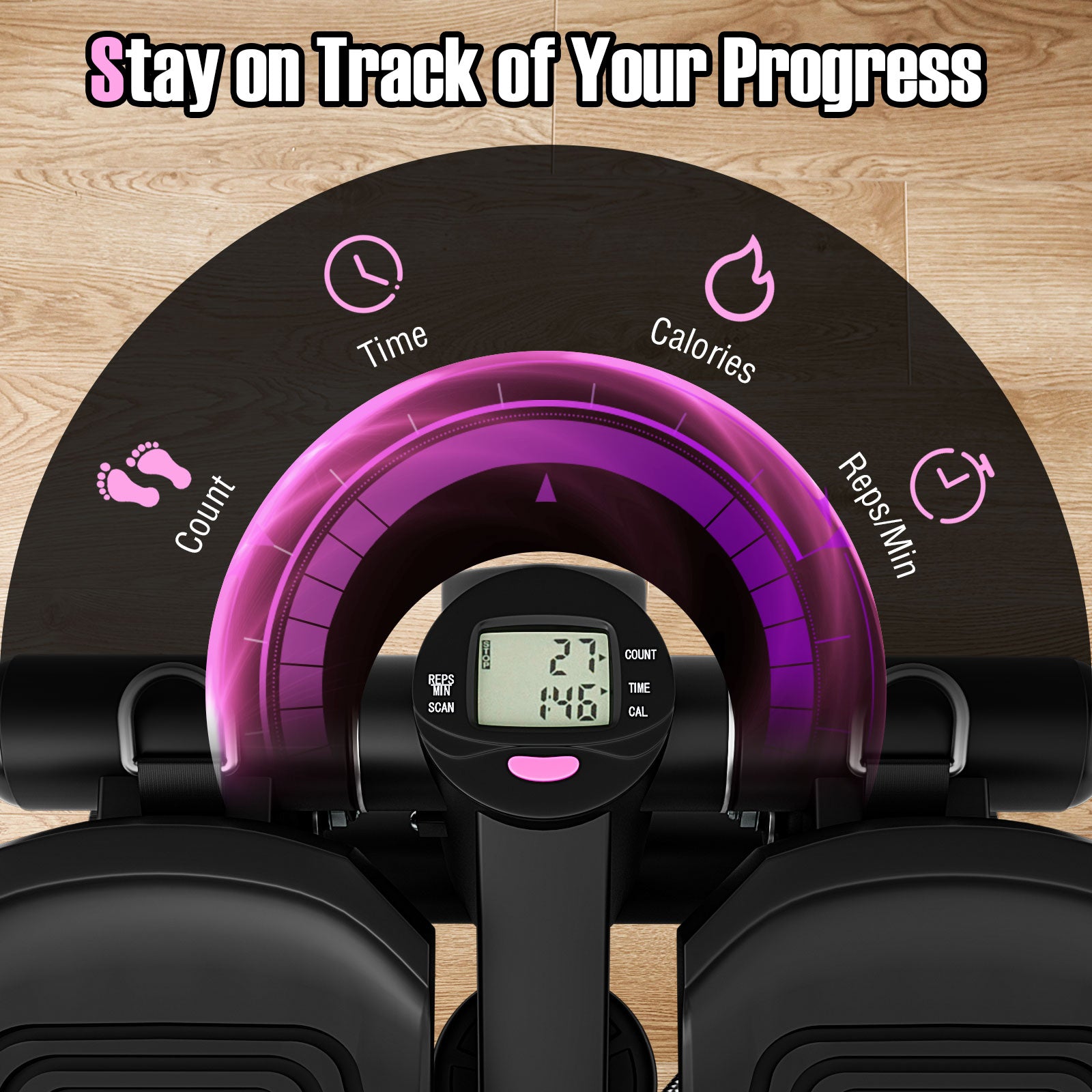 Mini Stepper With Resistance Bands, Adjustable Height, Black Sport Equipments at Gallery Canada