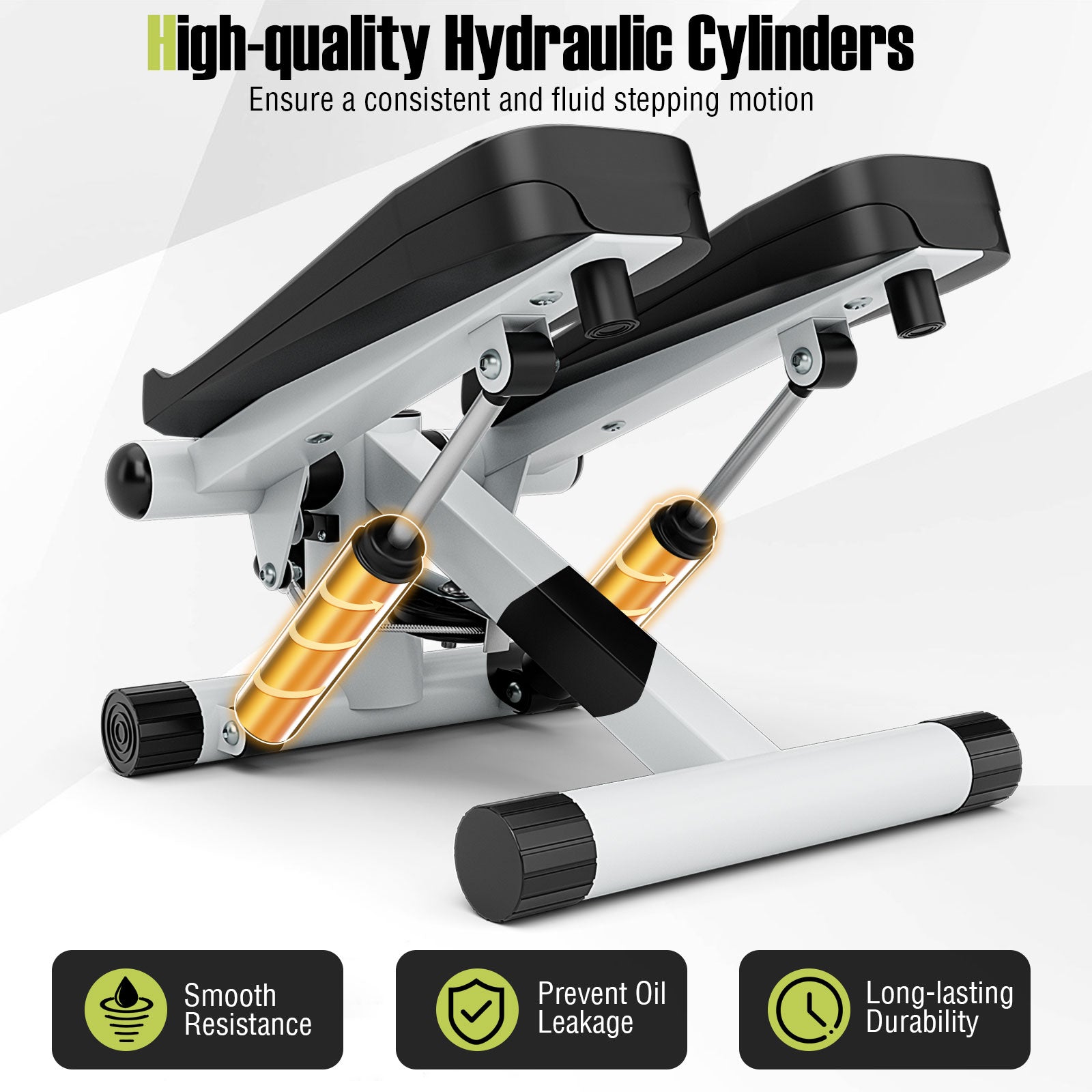 Mini Stepper With Resistance Bands, Adjustable Height, White Sport Equipments at Gallery Canada