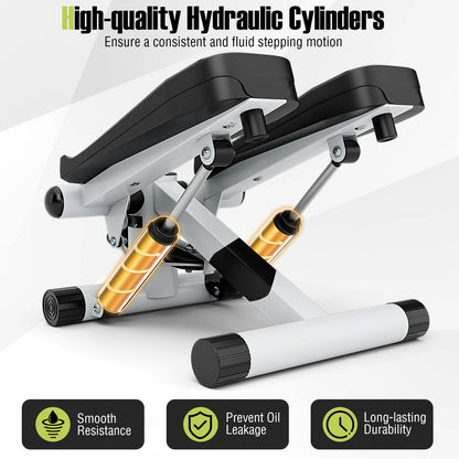 Mini Stepper With Resistance Bands, Adjustable Height, White Sport Equipments at Gallery Canada