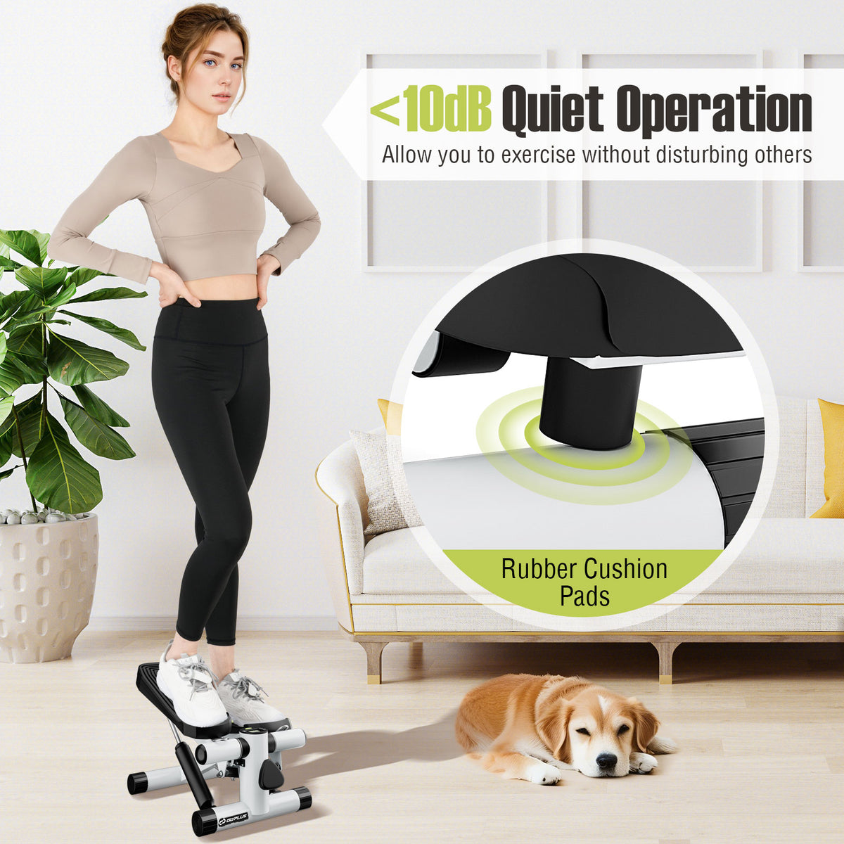 Mini Stepper With Resistance Bands, Adjustable Height, White Sport Equipments at Gallery Canada