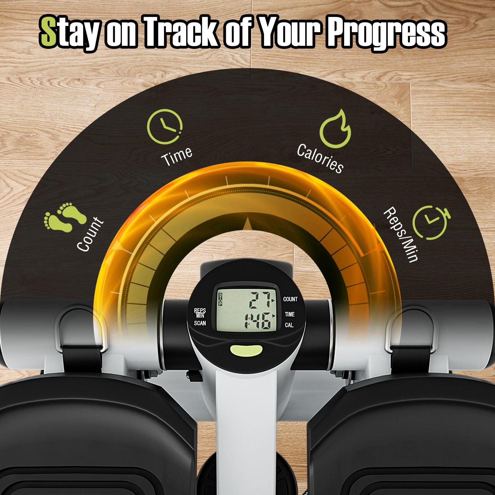 Mini Stepper With Resistance Bands, Adjustable Height, White Sport Equipments at Gallery Canada
