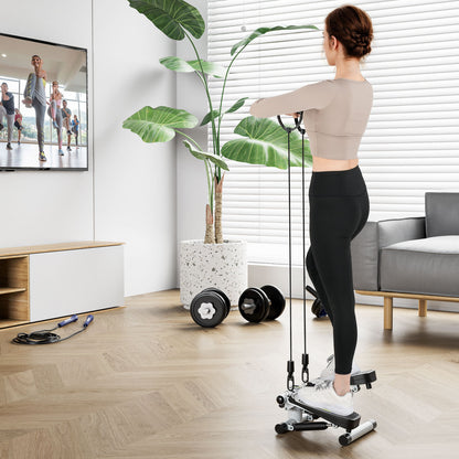 Mini Stepper With Resistance Bands, Adjustable Height, White Sport Equipments at Gallery Canada