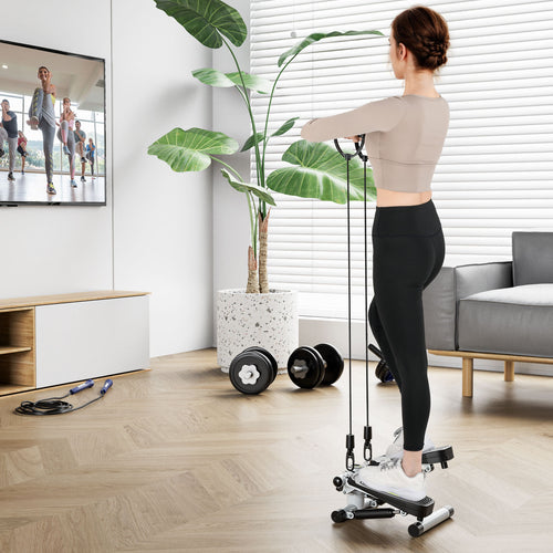 Mini Stepper With Resistance Bands, Adjustable Height, White