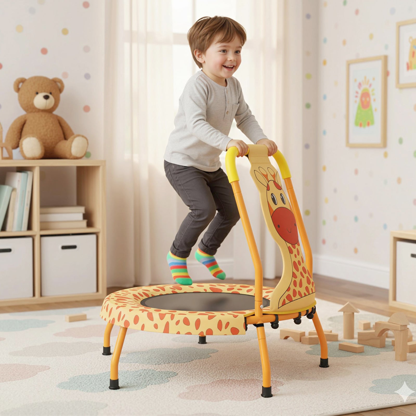 Mini Trampoline For Toddlers, Foam Padded Handle, Safety Cover, Orange Trampolines at Gallery Canada