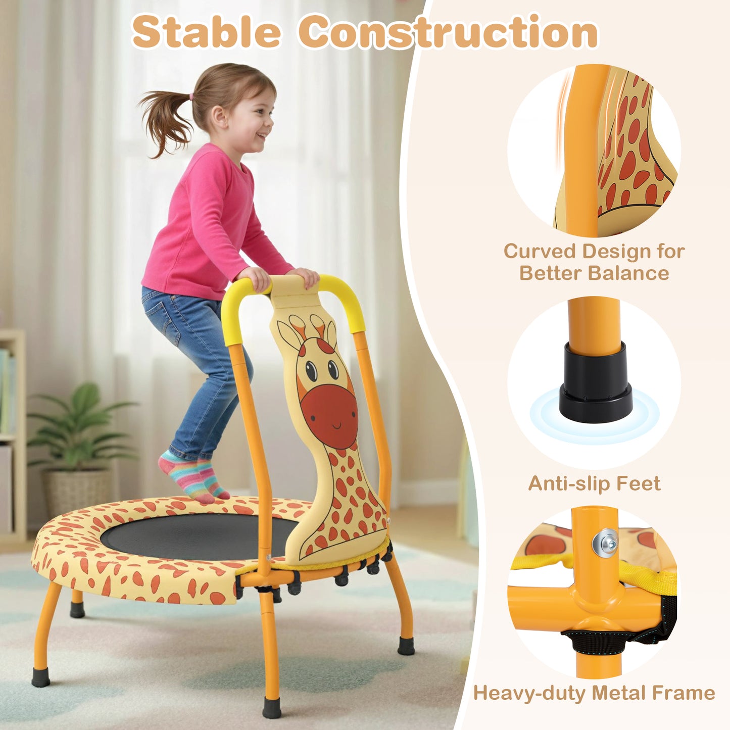 Mini Trampoline For Toddlers, Foam Padded Handle, Safety Cover, Orange Trampolines at Gallery Canada