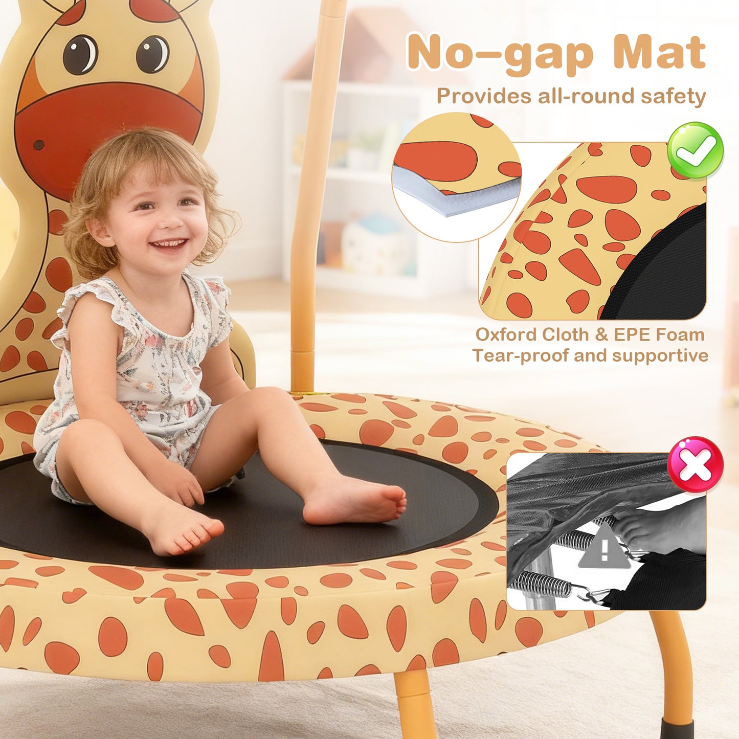 Mini Trampoline For Toddlers, Foam Padded Handle, Safety Cover, Orange Trampolines at Gallery Canada