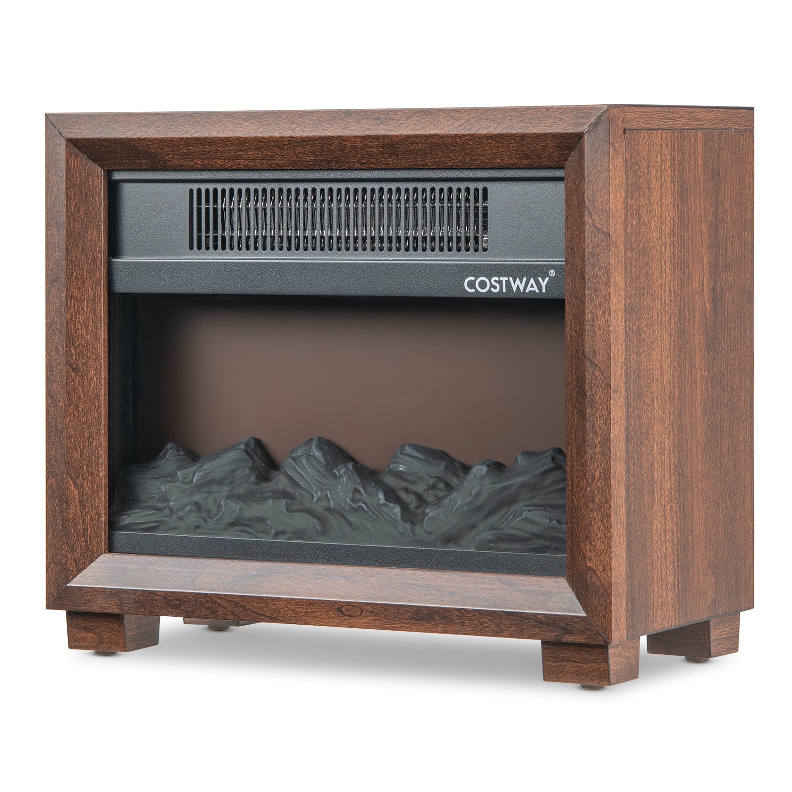 Mini Wooden Tabletop Fireplace, Realistic Flame Effect, Brown Fireplaces at Gallery Canada