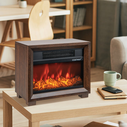 Mini Wooden Tabletop Fireplace, Realistic Flame Effect, Brown Fireplaces at Gallery Canada