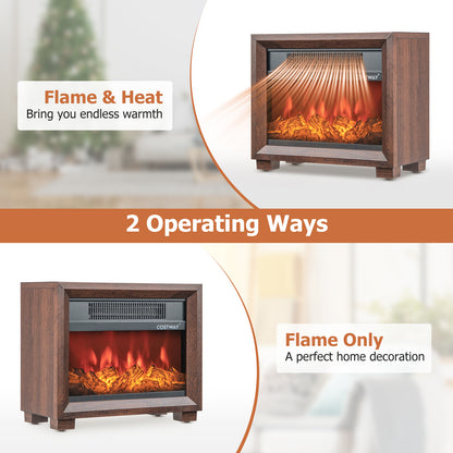 Mini Wooden Tabletop Fireplace, Realistic Flame Effect, Brown Fireplaces at Gallery Canada