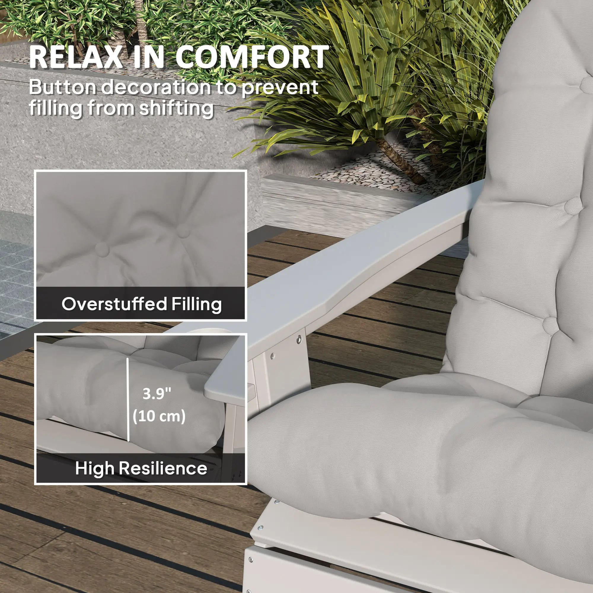 Adirondack Chair Cushions, Set of 2, Light Grey Patio Chair Cushions at Gallery Canada