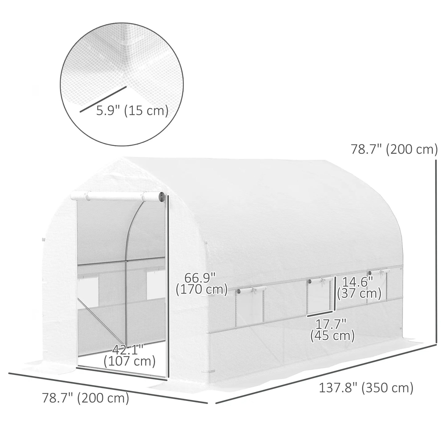 11.5' x 6.6' x 6.6' Portable Walk-In Greenhouse, White Tunnel Greenhouses at Gallery Canada