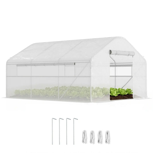 Walk-in Tunnel Greenhouse, Galvanized Steel Frame, 13' x 10' x 6.5', White Tunnel Greenhouses White at Gallery Canada