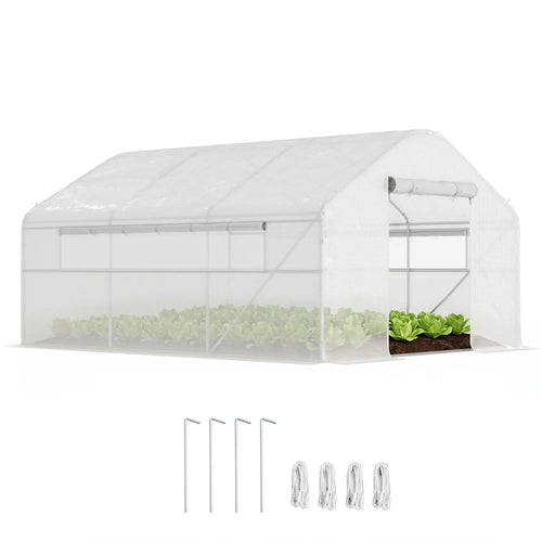Walk-in Tunnel Greenhouse, Galvanized Steel Frame, 13' x 10' x 6.5', White