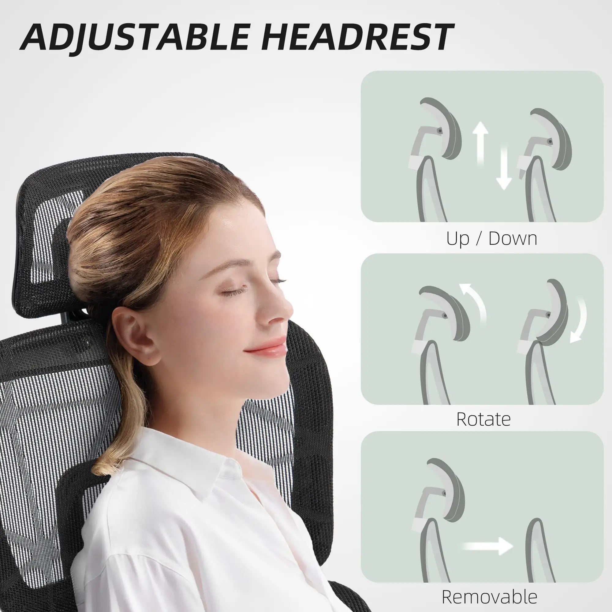 Mesh Office Chair, 3D Armrest, High Back, Lumbar Support, 135° Recline, Adjustable Headrest, Black Executive & Manager Chairs at Gallery Canada