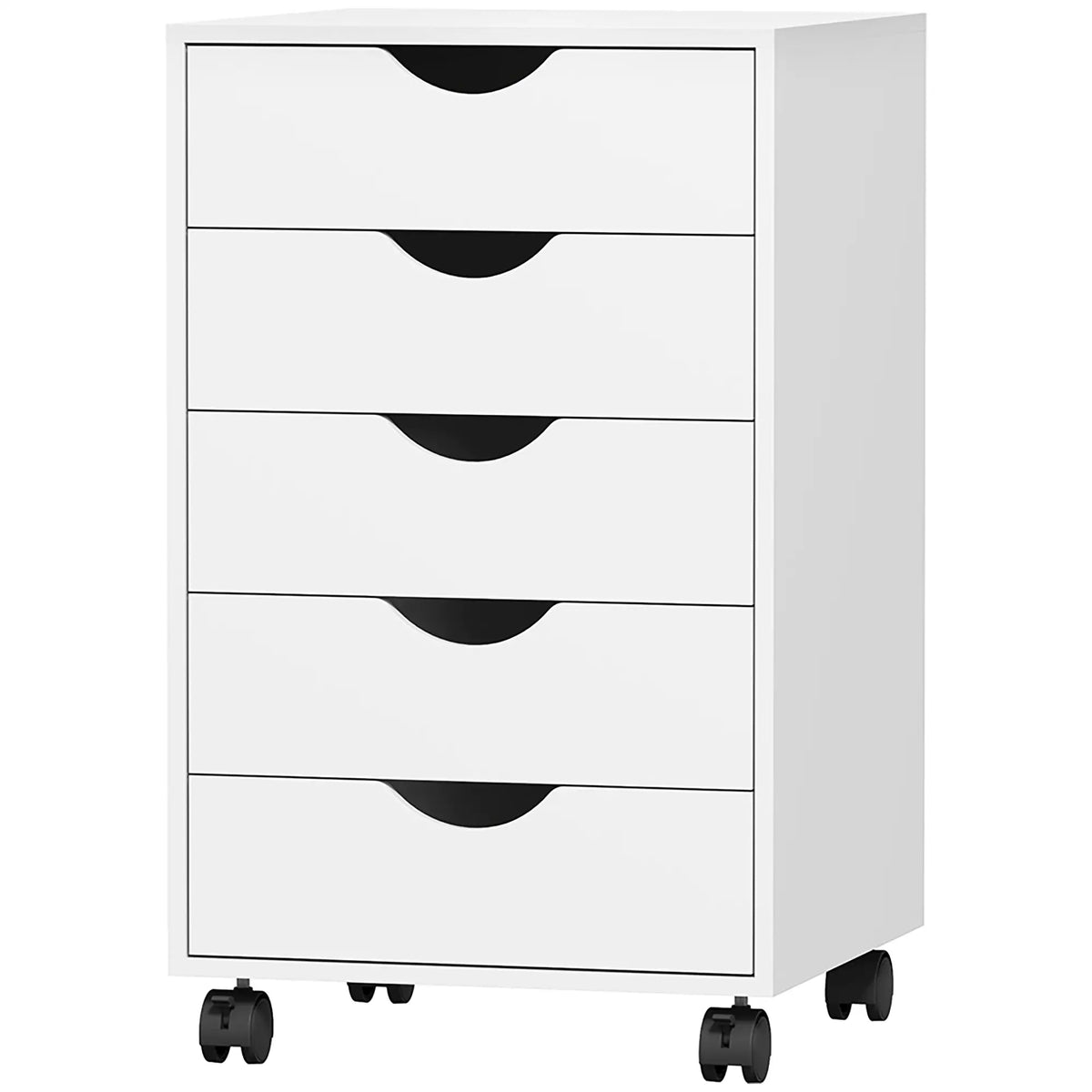 5 Drawer File Cabinet on Wheels, 15.7" x 15.7" x 26.4", White Office Cabinets & Cupboards White at Gallery Canada