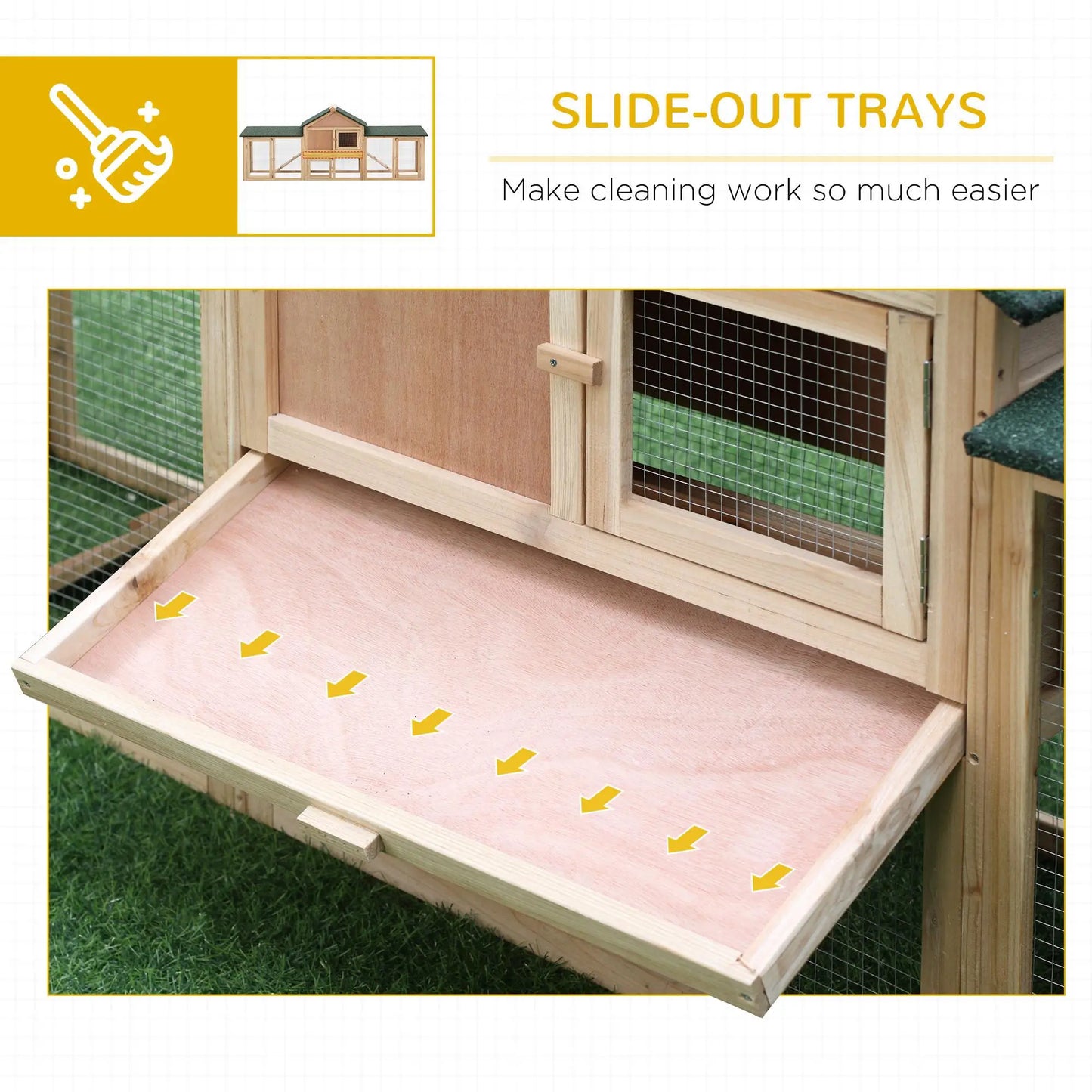 Large Rabbit Hutch, Bunny Cage, Guinea Pig House, 83"x18"x33", Natural Rabbit Hutch at Gallery Canada