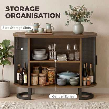 Sideboard Buffet Cabinet with Curved Tambour Doors, Brown/Black Storage Cabinets at Gallery Canada