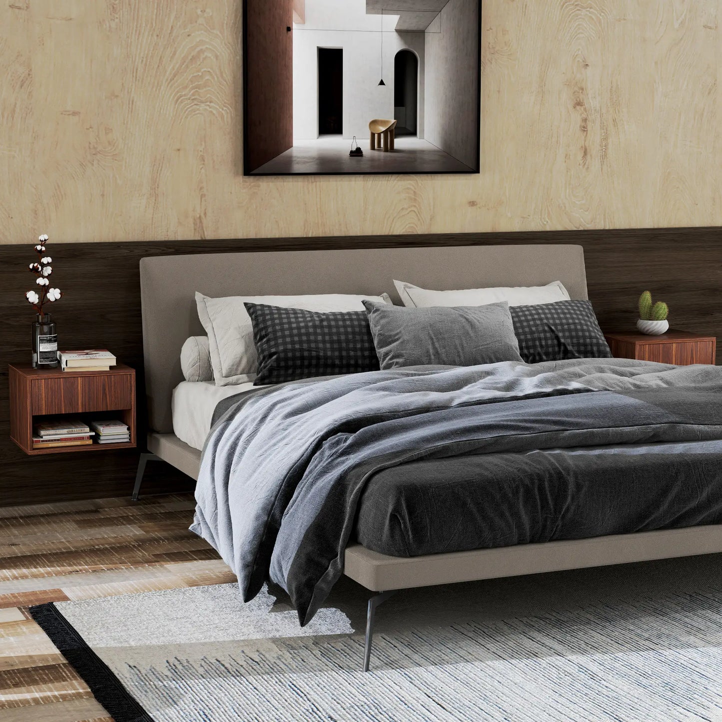 Floating Nightstand Set of 2, Wall Mounted, Brown Bedside Tables at Gallery Canada