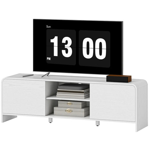 TV Stand For 65 Inch TV, 2 Cabinets 2 Shelves, White