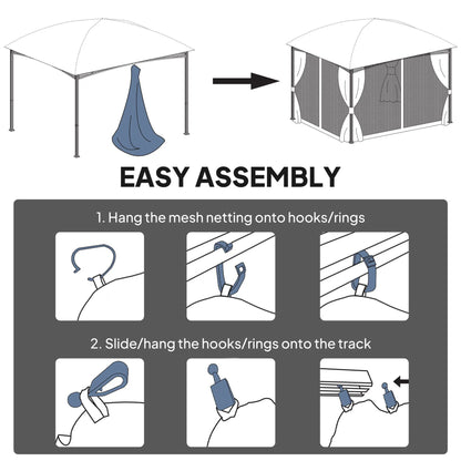 Mosquito Netting For Gazebo, 12' x 12', Beige, Black Gazebo Sidewalls at Gallery Canada