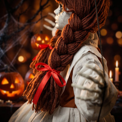 Halloween Animated Creepy Girl Swing, Light-Up Eyes, Sound