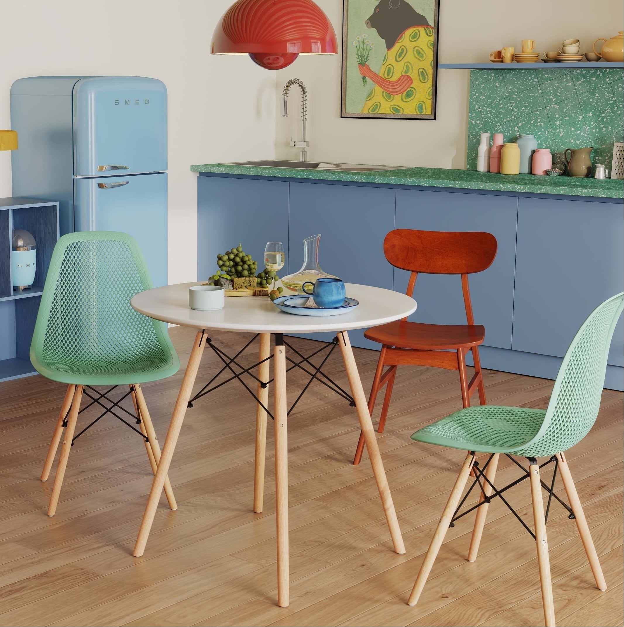 3-Piece Dining Set, Round Table With 2 Hollow Plastic Chairs Dining Room Sets at Gallery Canada