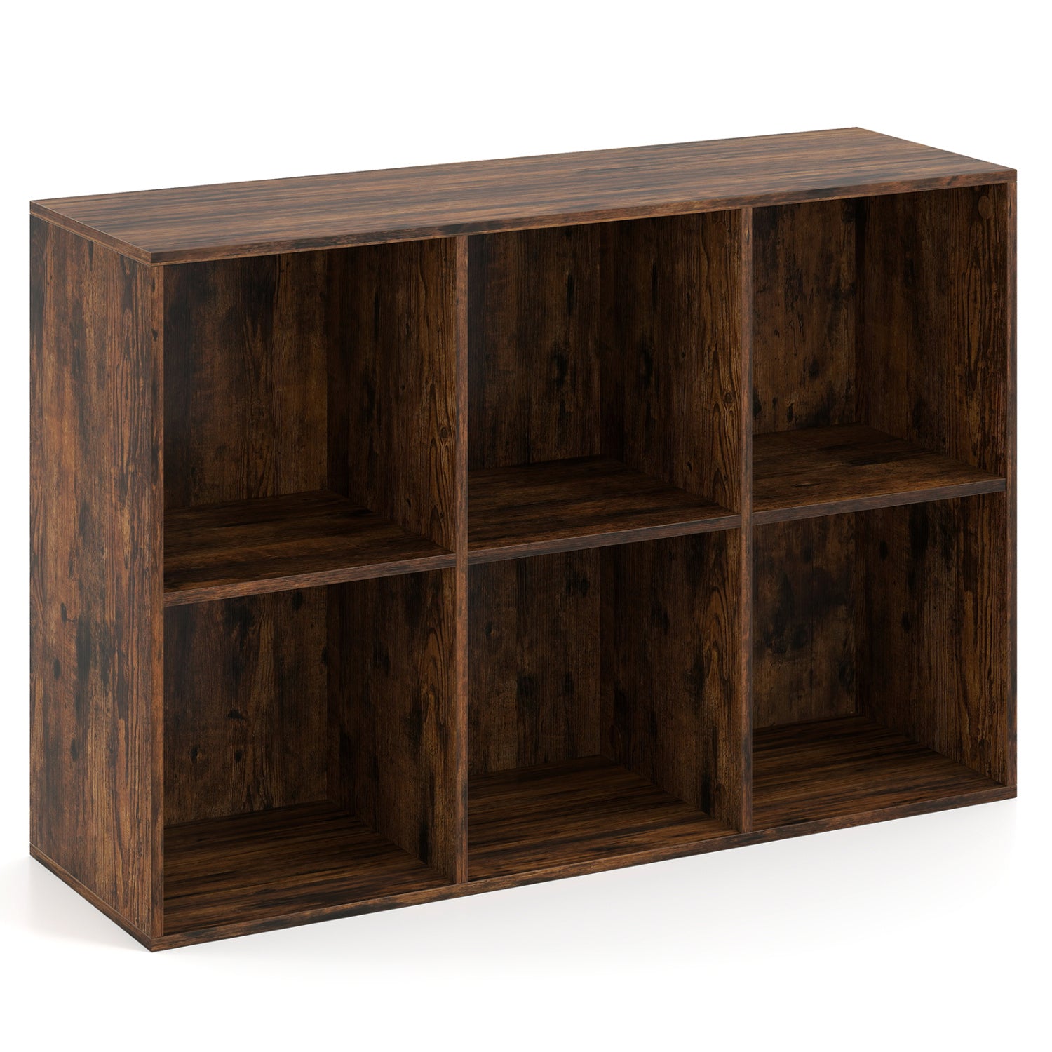 Modern 6-Cube Bookcase with Anti-tipping Kits for Bedroom Living Room, Rustic Brown Bookcases at Gallery Canada