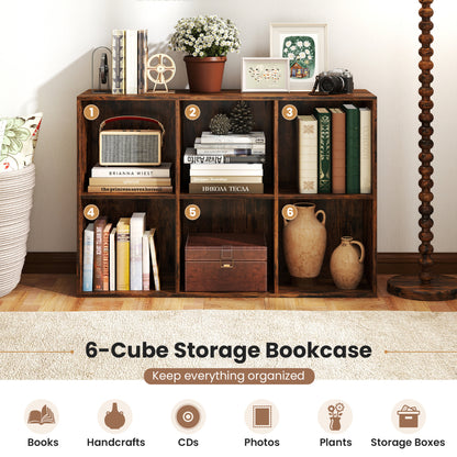 Modern 6-Cube Bookcase with Anti-tipping Kits for Bedroom Living Room, Rustic Brown Bookcases at Gallery Canada