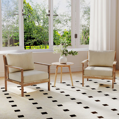 Modern Accent Chair, Solid Rubber Wood Armrests, Beige Accent Chairs at Gallery Canada