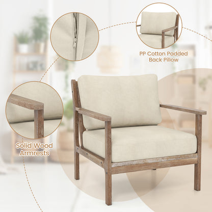 Modern Accent Chair, Solid Rubber Wood Armrests, Beige Accent Chairs at Gallery Canada